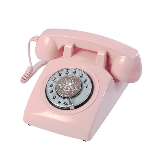 Teléfonos rosados, teléfono con cable, esfera giratoria clásica, teléfonos para el hogar, teléfono antiguo vintage de los años 30, teléfono de negocios, decoración para el hogar y la oficina