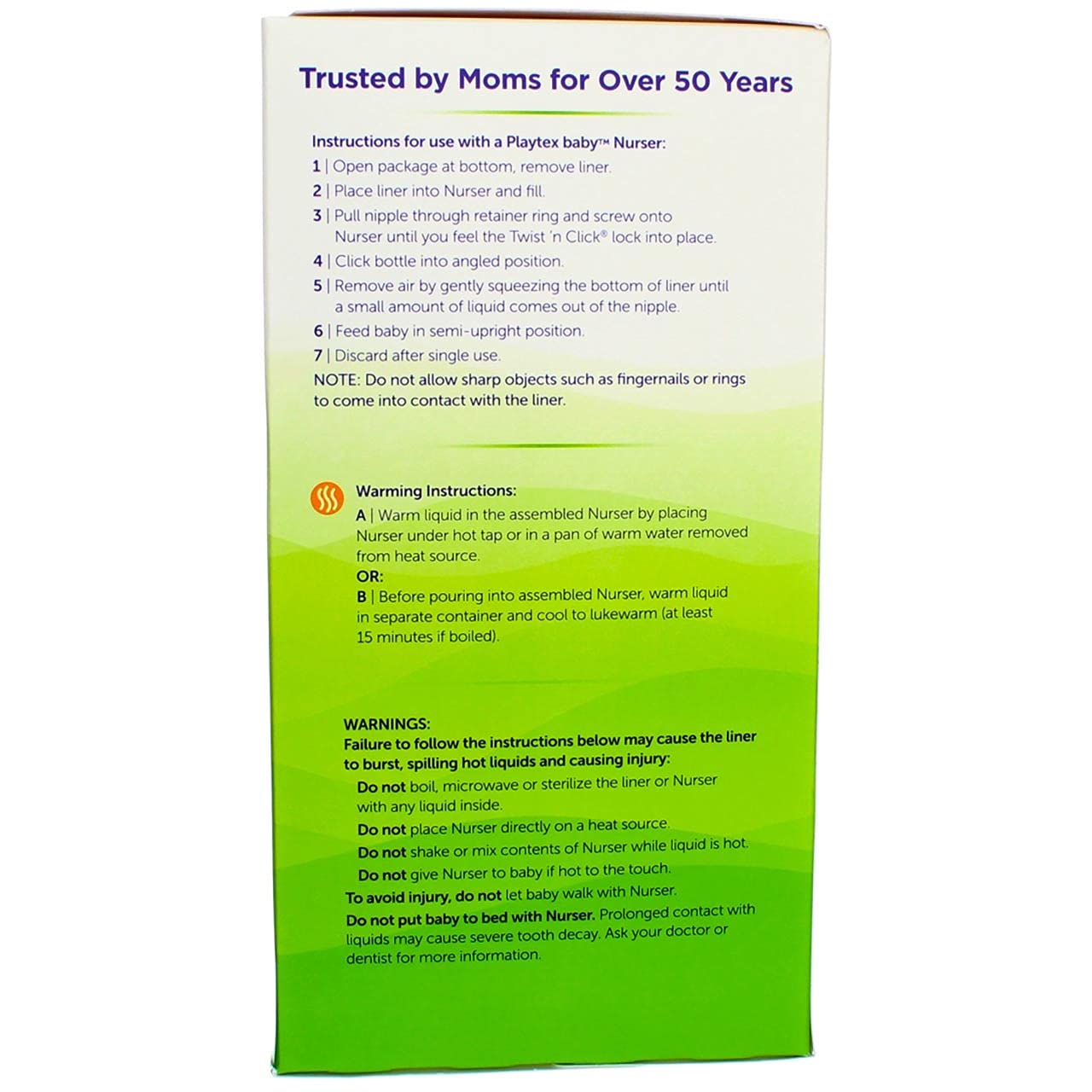 Liners Descartables Preesterilizados Playtex 8-10 oz 100 Unidades