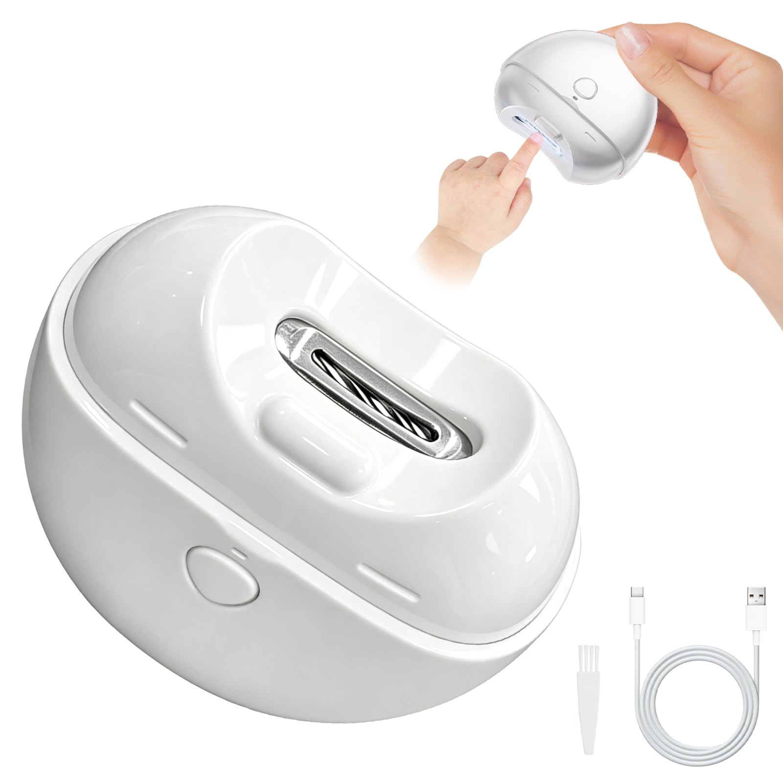Cortaúñas automático para bebé, cortaúñas eléctricas con luz LED y 2 velocidades 2026 mejorado, recargable, con clip de almacenamiento, seguro para personas mayores