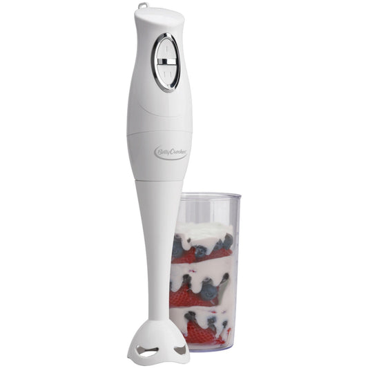 Betty Crocker BC-1303CK Batidora de mano con vaso de precipitados, color blanco