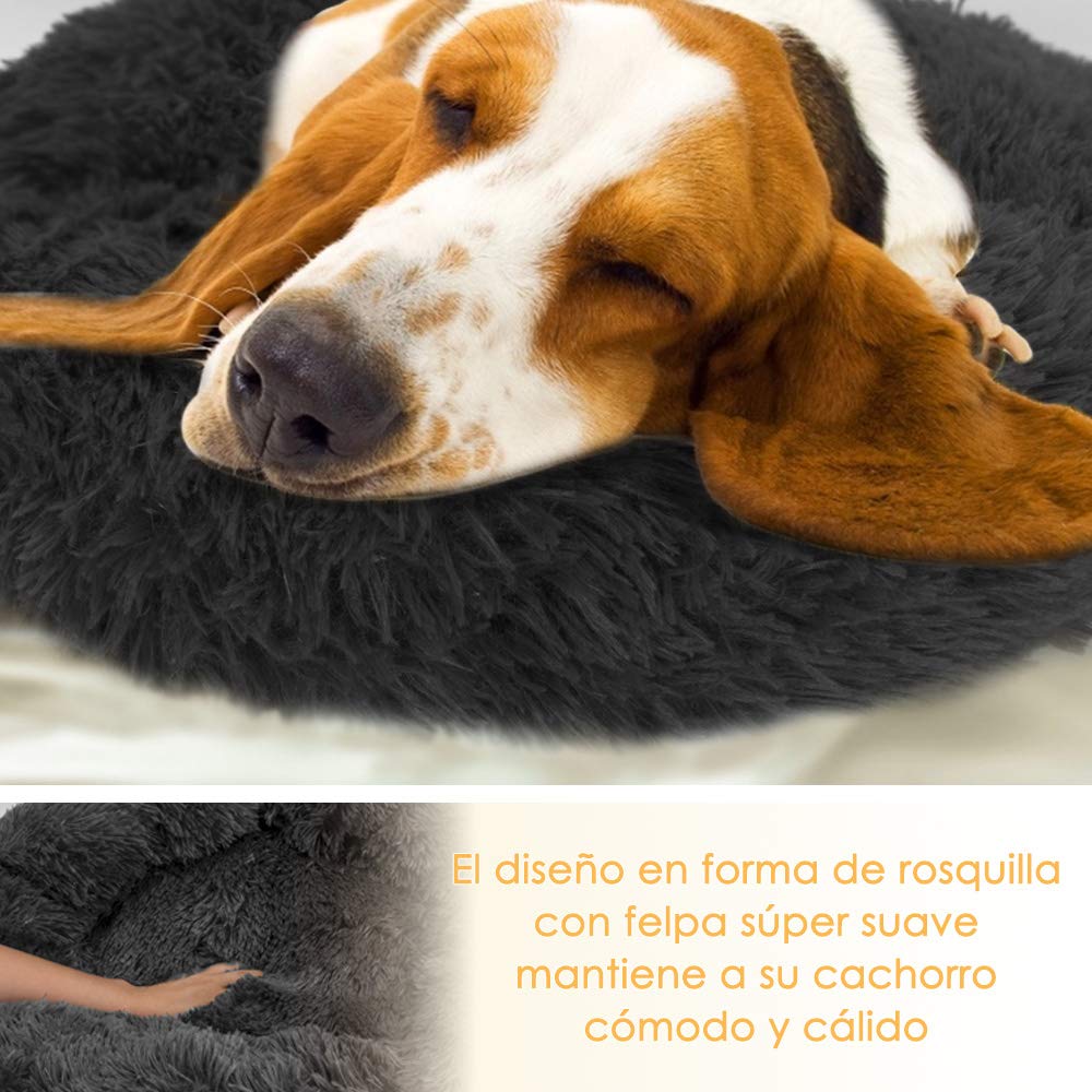Cama de Donut SlowTon Mediano Pequeño Felpa Antideslizante para Mascota