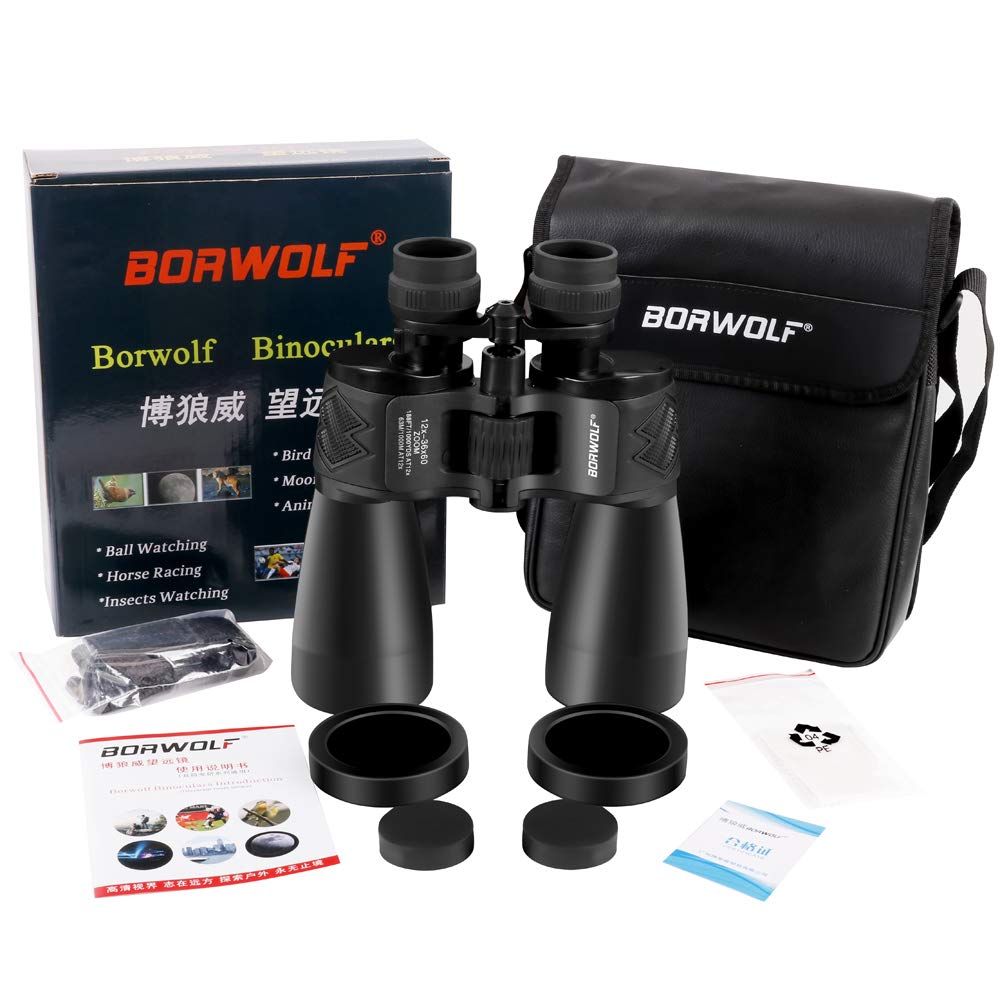 BORWOLF - Prismáticos profesionales de alta ampliación HD de 12 a 36 x 60 pulgadas, telescopio de caza al aire última intervensión, prismáticos de alta potencia para observación de aves