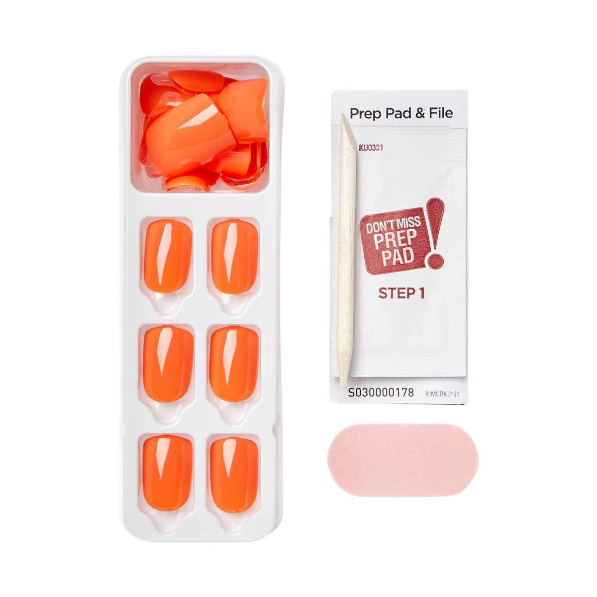 KISS imPRESS Color Press-On Nails Set de manicura sin esmalte, 'Sweet Mango', 30 uñas postizas a prueba de astillas y manchas