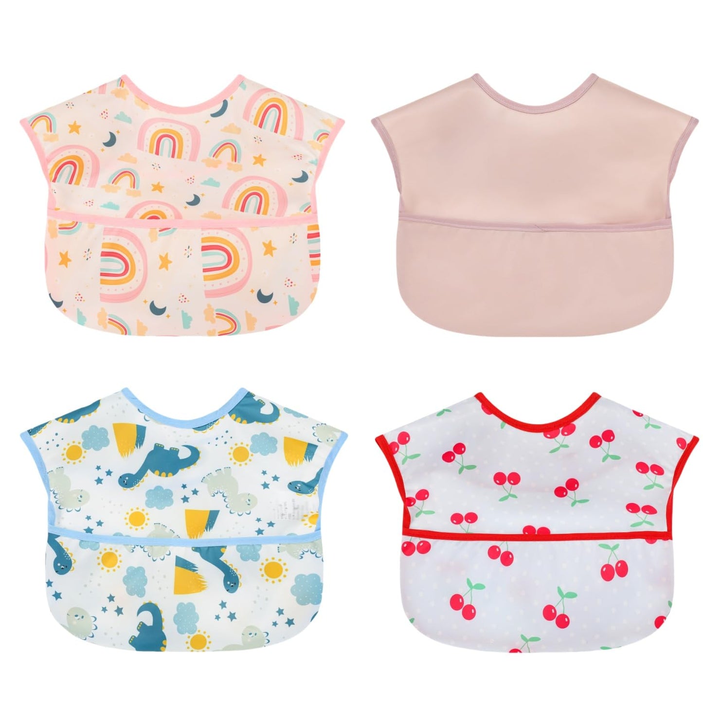 Norinori Babero impermeable para bebé, babero de alimentación, 4 unidades, ajustable, suave, para niño y niña, 6-24 m
