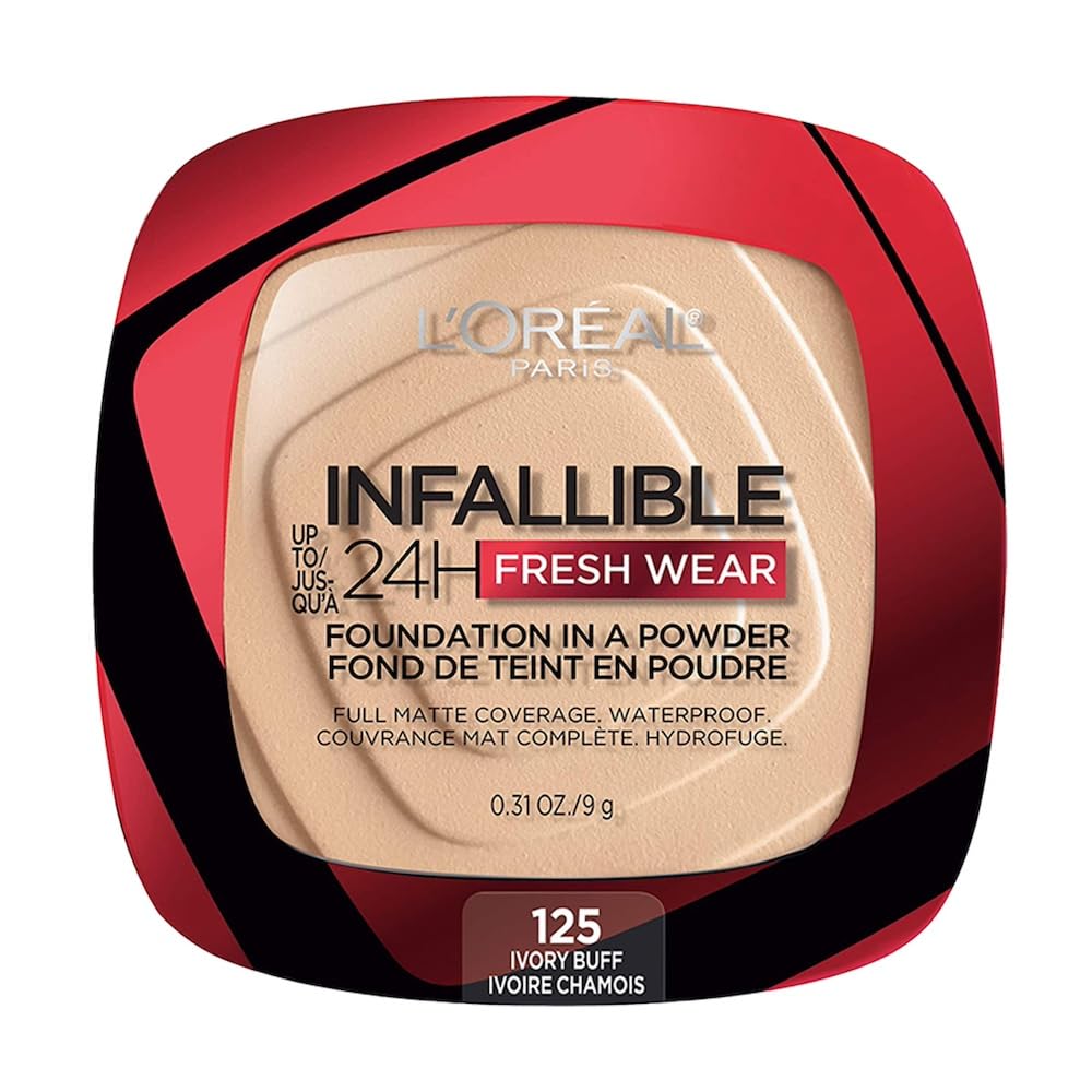 L´Oréal Paris base de maquillaje en polvo de larga duración Infallible 24h Freshwear, Tono 125 Ivory Buff, 9gr