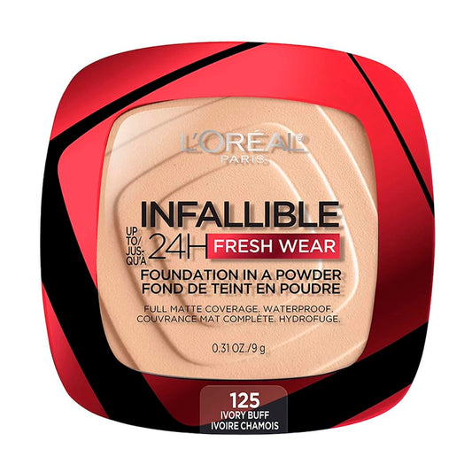 L´Oréal Paris base de maquillaje en polvo de larga duración Infallible 24h Freshwear, Tono 125 Ivory Buff, 9gr