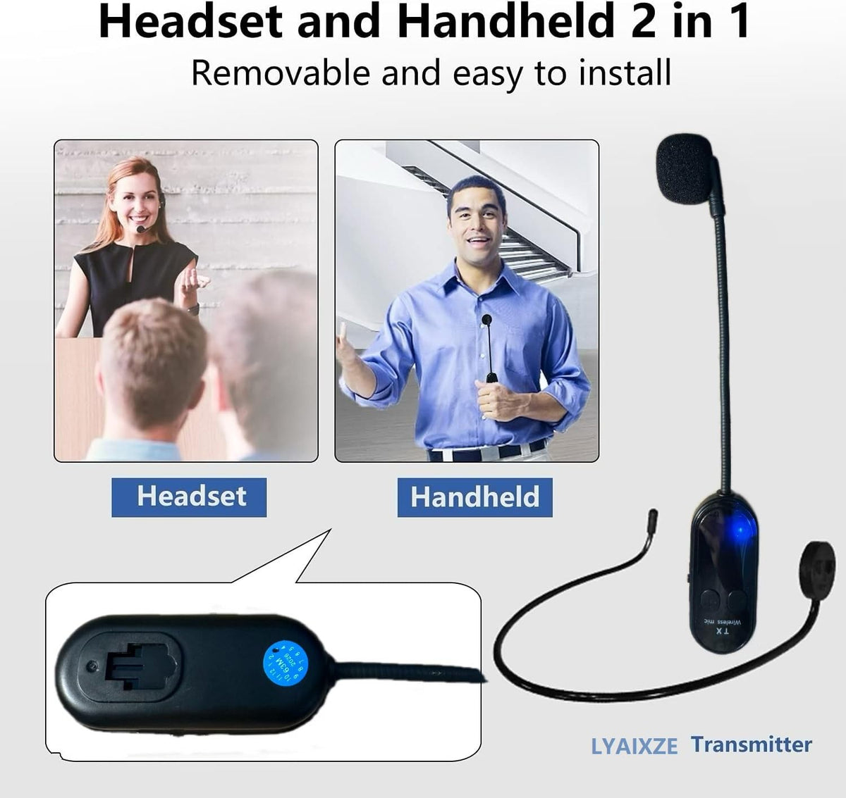 Auriculares Inalámbricos LYAIXZE Negro Rango 100 Pies para Sistema de PA