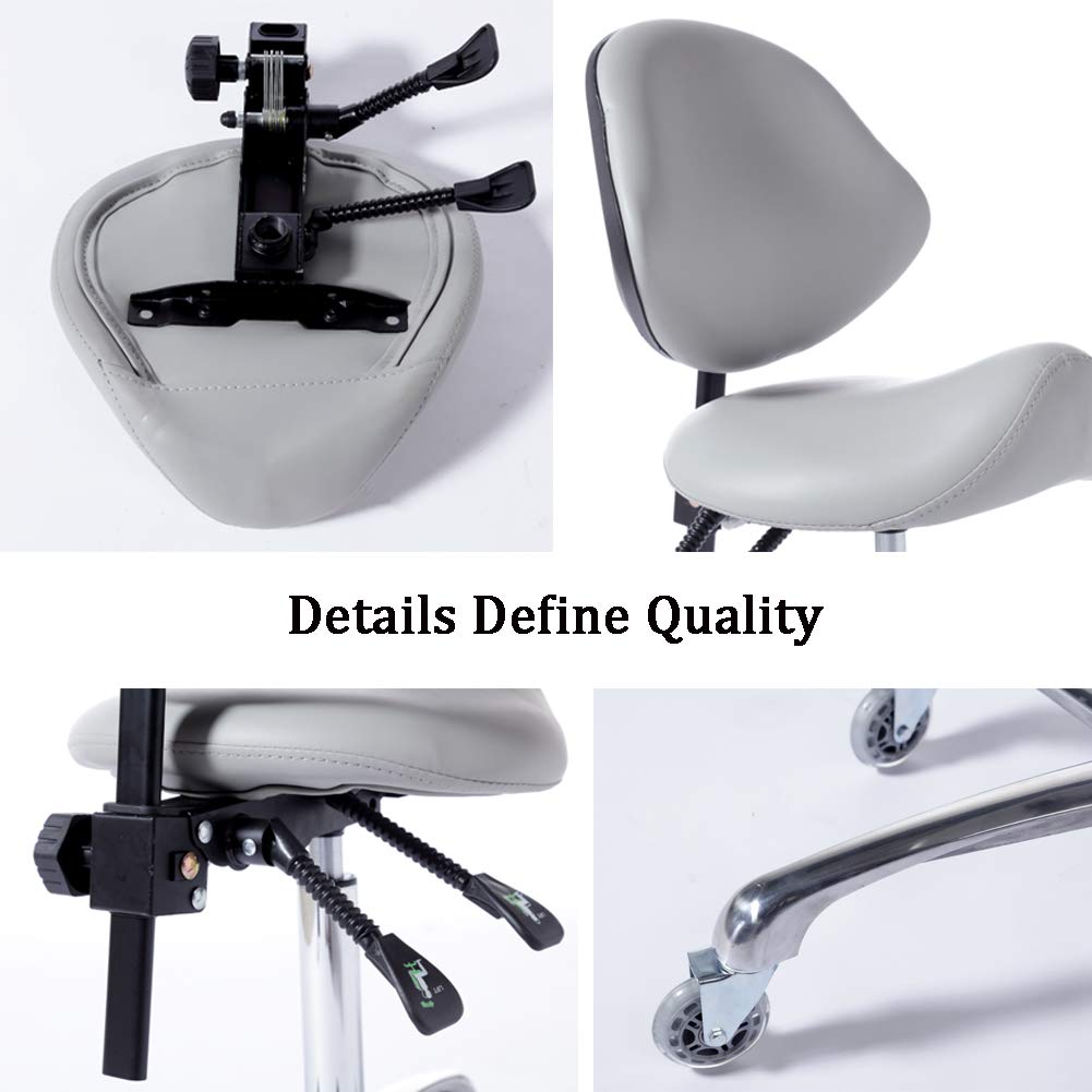 FRNIAMC Sillín hidráulico Ajustable y Resistente (450 Libras) Taburete Silla para salón de Belleza, Masaje, clínica Dental, Uso en casa y Oficina (Gris)