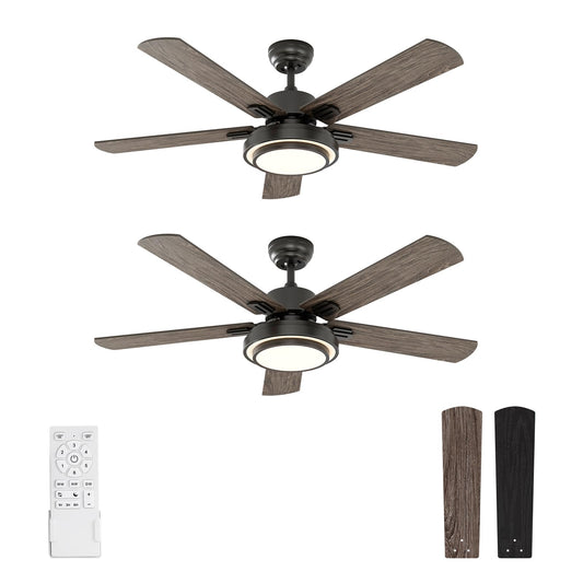 Ventilador de Techo warmiplanet Negro Motor CC Reversible Luz Regulable Pack de 2
