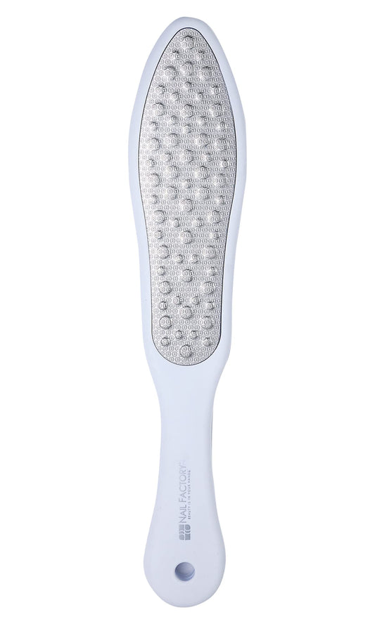 Nail Factory - Lima para Pedicure Extra Grande con Doble Lado. Acero Inoxidable. Color Blanco