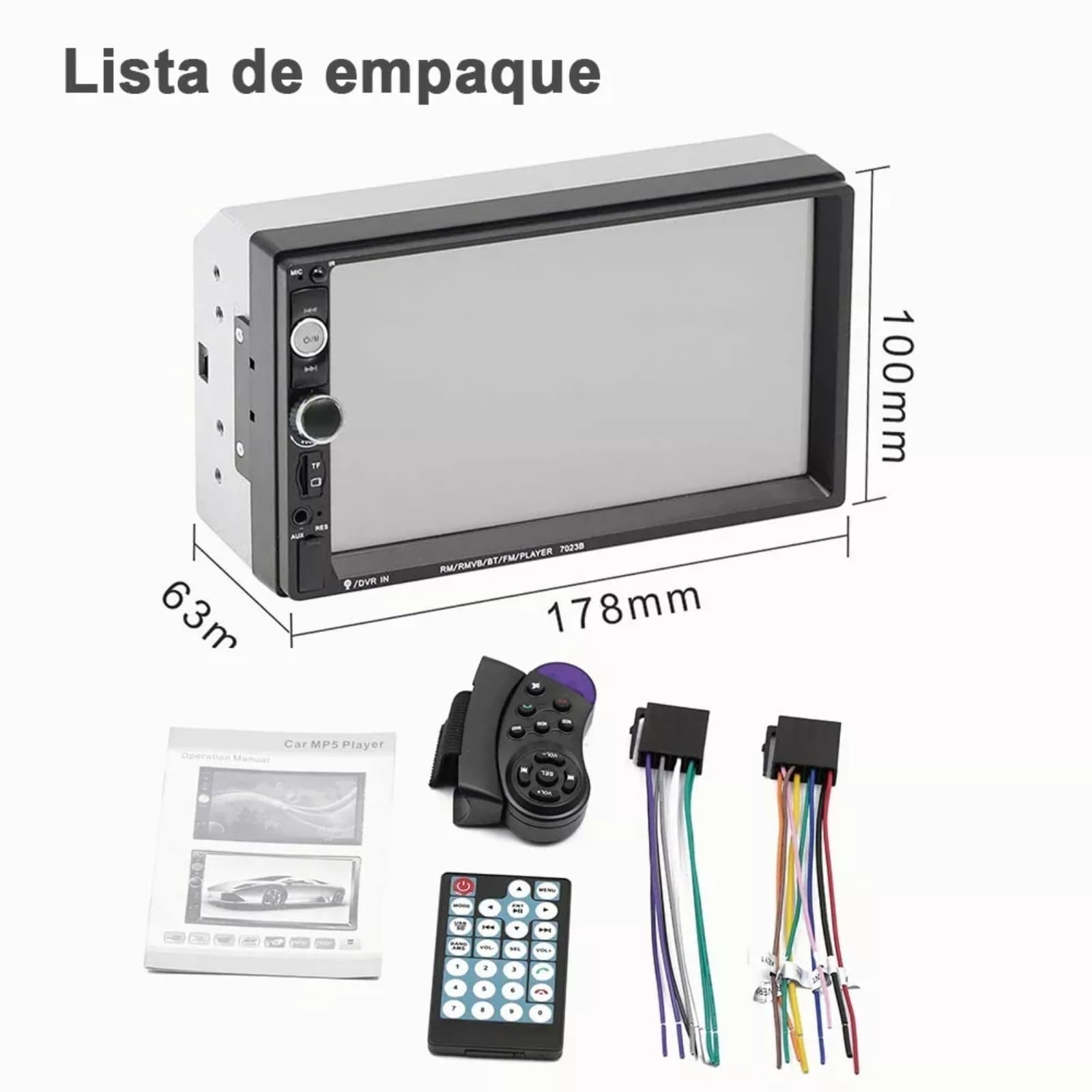 HIMICAR Autoestéreo 2DIN con CarPlay y Android Auto, Pantalla Táctil 7", Bluetooth, Cámara Reversa, USB/AUX/TF, Compatible con Nissan Chevrolet VW Ford
