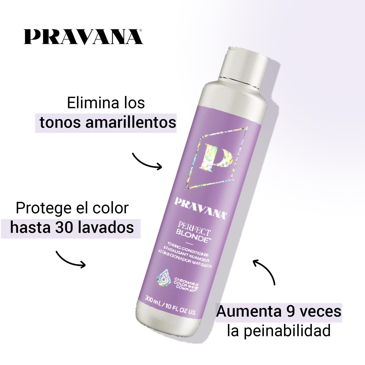 PRAVANA Perfect Blonde Acondicionador, Matiza y Nutre Cabello Rubio 300ml