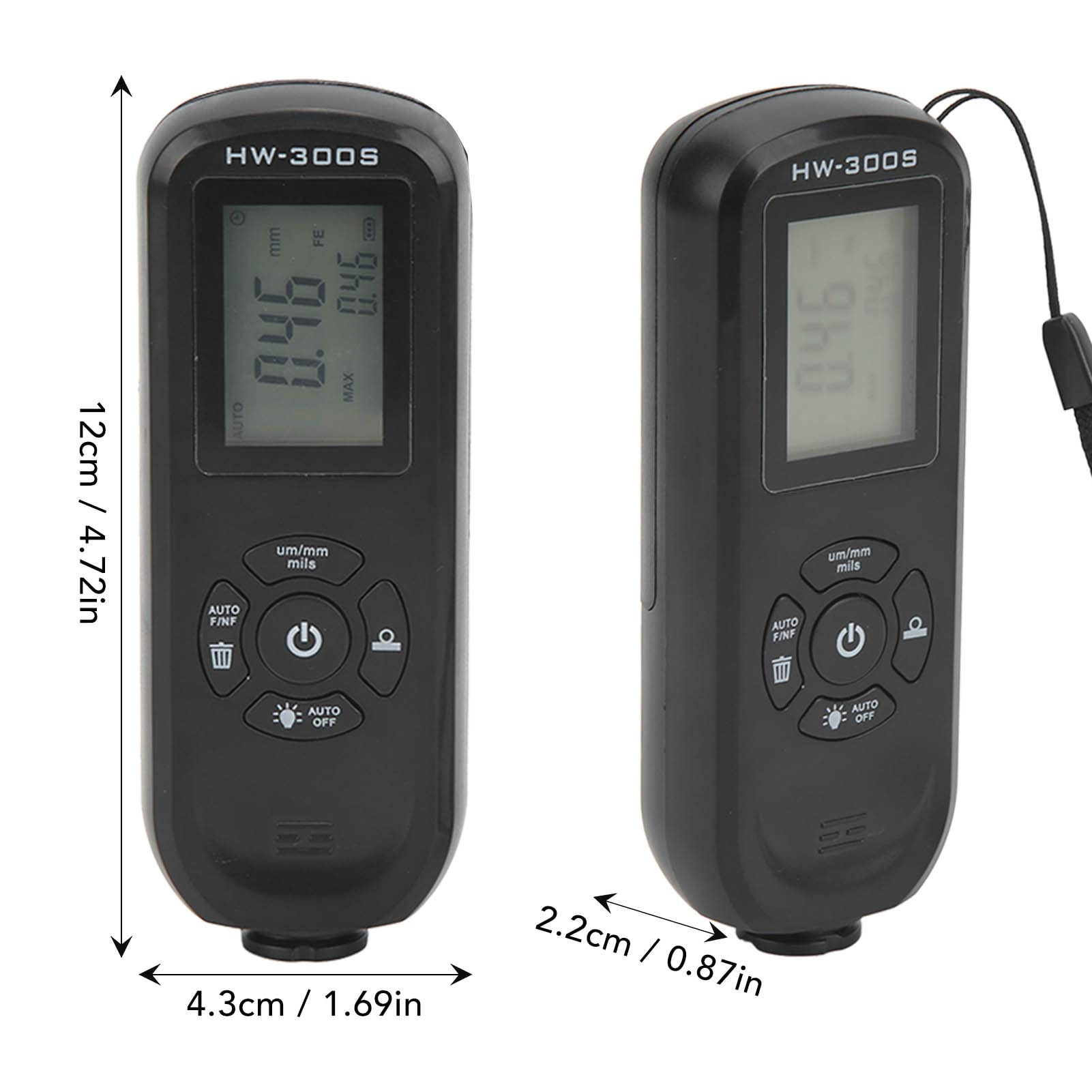 Medidores de Espesor de Pintura Negro Tres Unidades de Medida para Fabricación Industrial