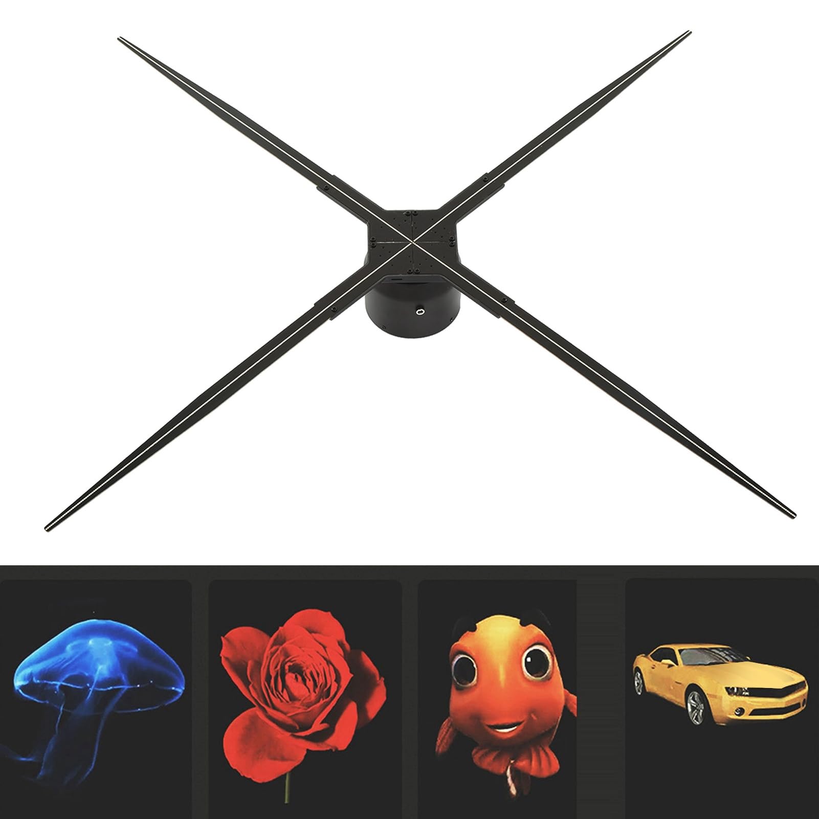 Máquina de Proyección Holográfica 3D, AC 100‑240V Ventilador de Proyección Holográfica 3D de Alta Resolución de 100 Cm para Hotel (Enchufe de EE. UU.)