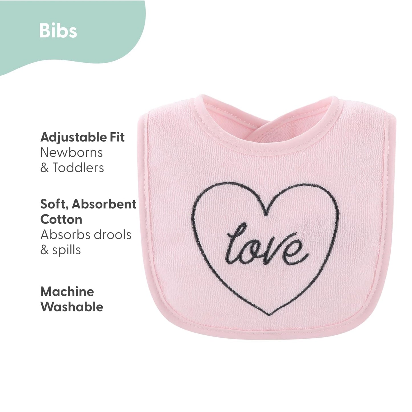 The Peanutshell - Juego de baberos de rizo para bebé, 10-100% algodón, suaves y absorbentes para niñas, baberos para recién nacidos y bebés, diseño floral arcoíris