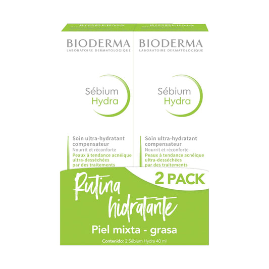 BIODERMA, BiPack Sébium Hydra, Crema Facial Hidratante Restauradora, Skincare Piel Grasa, Acción Hidratante por 24 Horas
