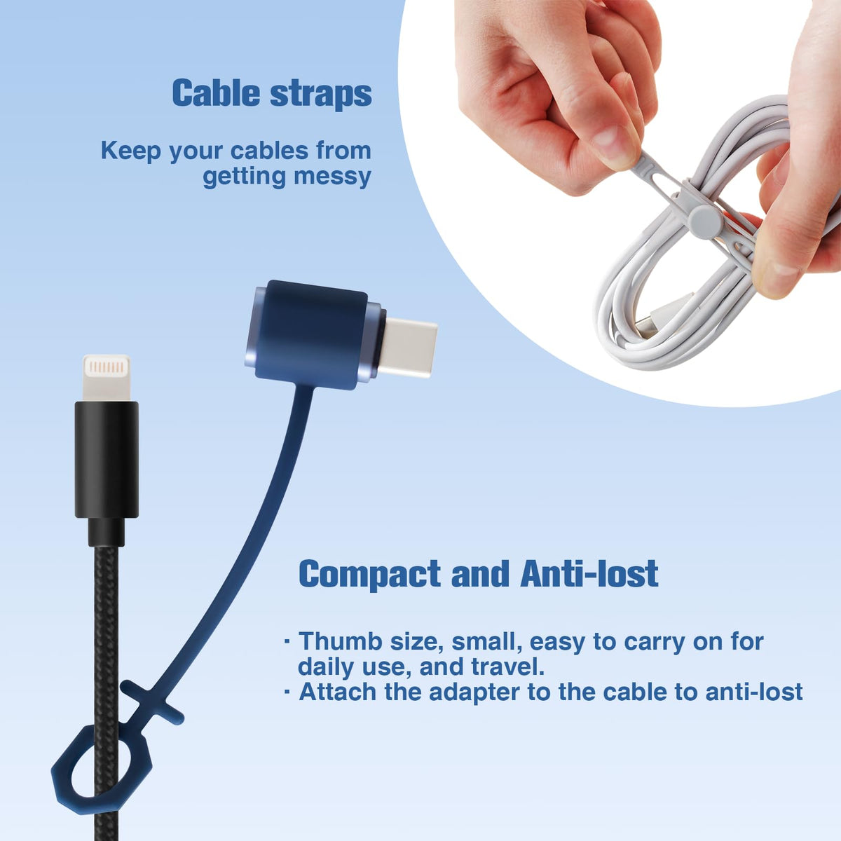 Adaptador Lightning a USB C Paquete de 2 Carga Rápida 60 W Compatible con iPhone iPad Galaxy