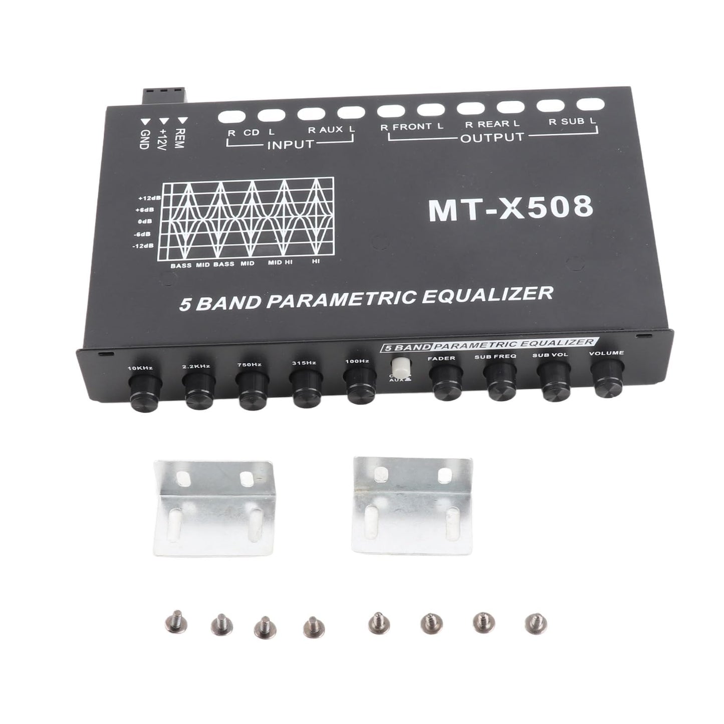 Ecualizador de Audio Accesorios para Automóviles Negro Ajustable 5 Bandas EQ Estéreo Gráfico para Automóvil