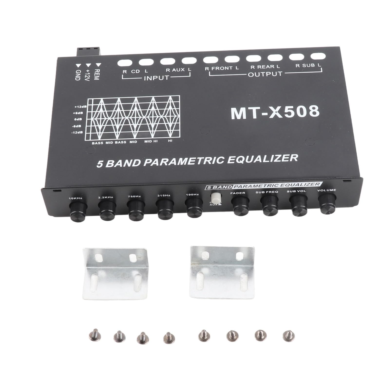 Ecualizador de Audio Accesorios para Automóviles Negro Ajustable 5 Bandas EQ Estéreo Gráfico para Automóvil