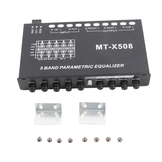 Ecualizador de Audio Accesorios para Automóviles Negro Ajustable 5 Bandas EQ Estéreo Gráfico para Automóvil