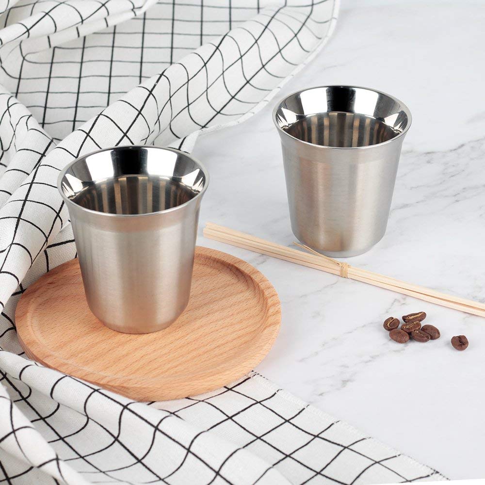 Set de Tazas de Café Espresso RECAPS Acero Inoxidable Doble Pared