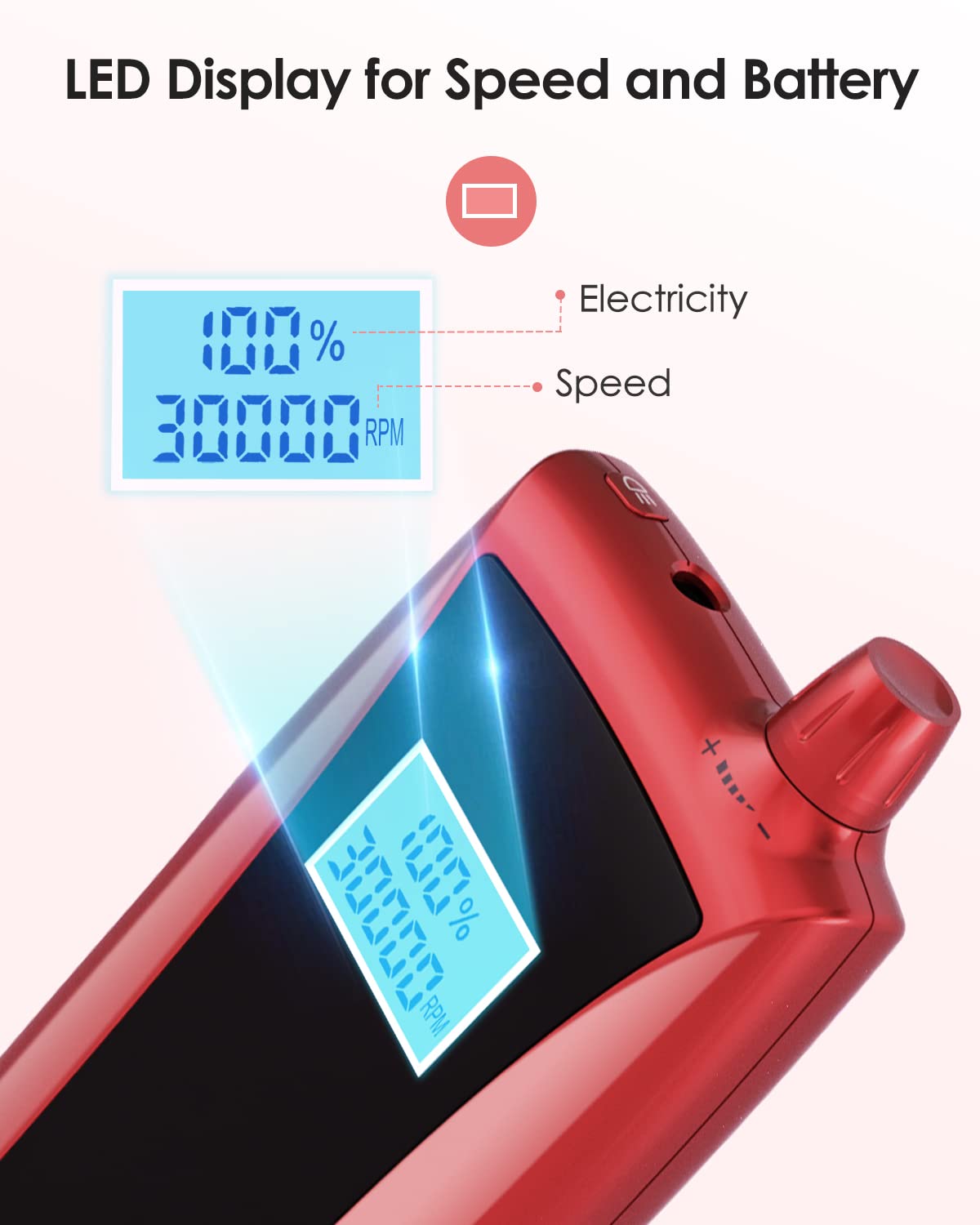 Máquina de Taladro de Uñas Beloving Recargable Eléctrica 30000 RPM con Visualización de Velocidad para Manicura y Pedicura en Salón