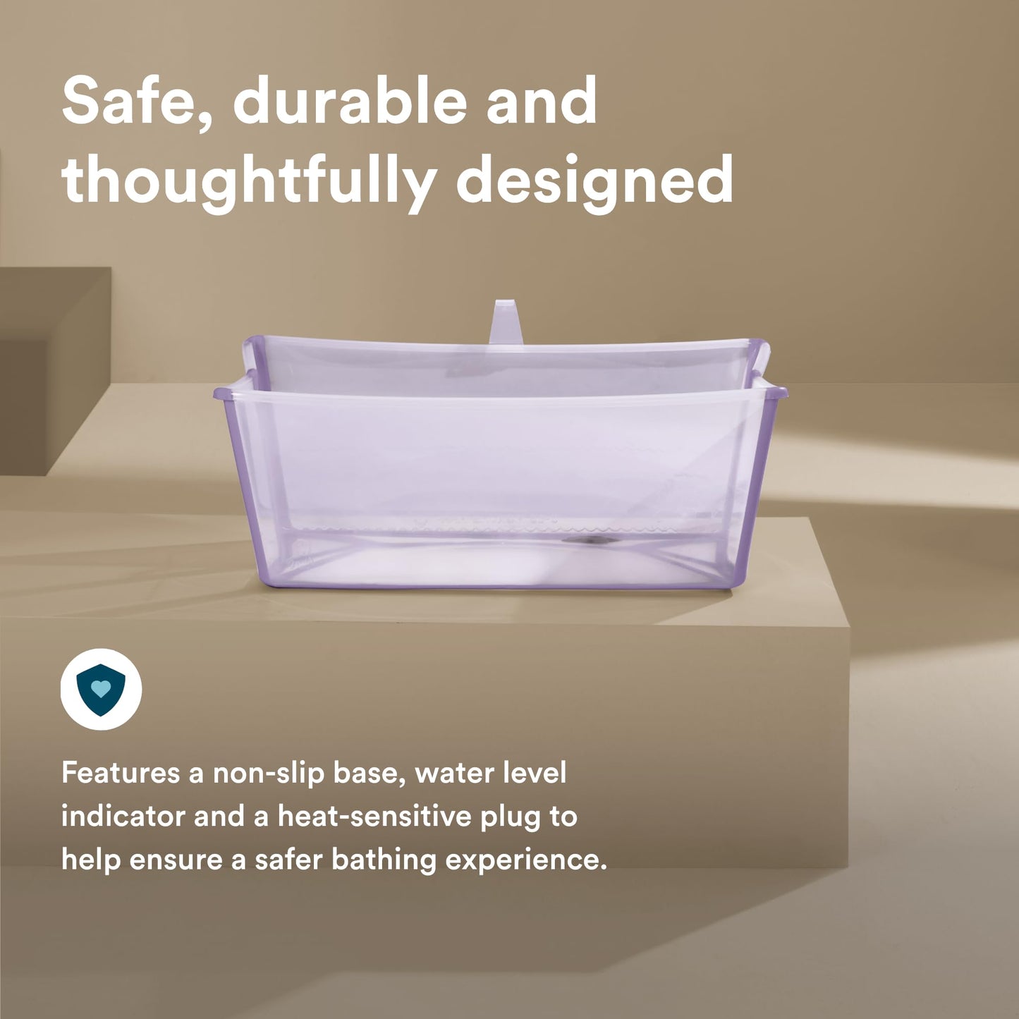 Stokke Flexi Bath, Lavender - Bañera plegable para bebé - Ligera, duradera y fácil de guardar - Práctica para usar en casa o de viaje - Para recién nacidos y bebés
