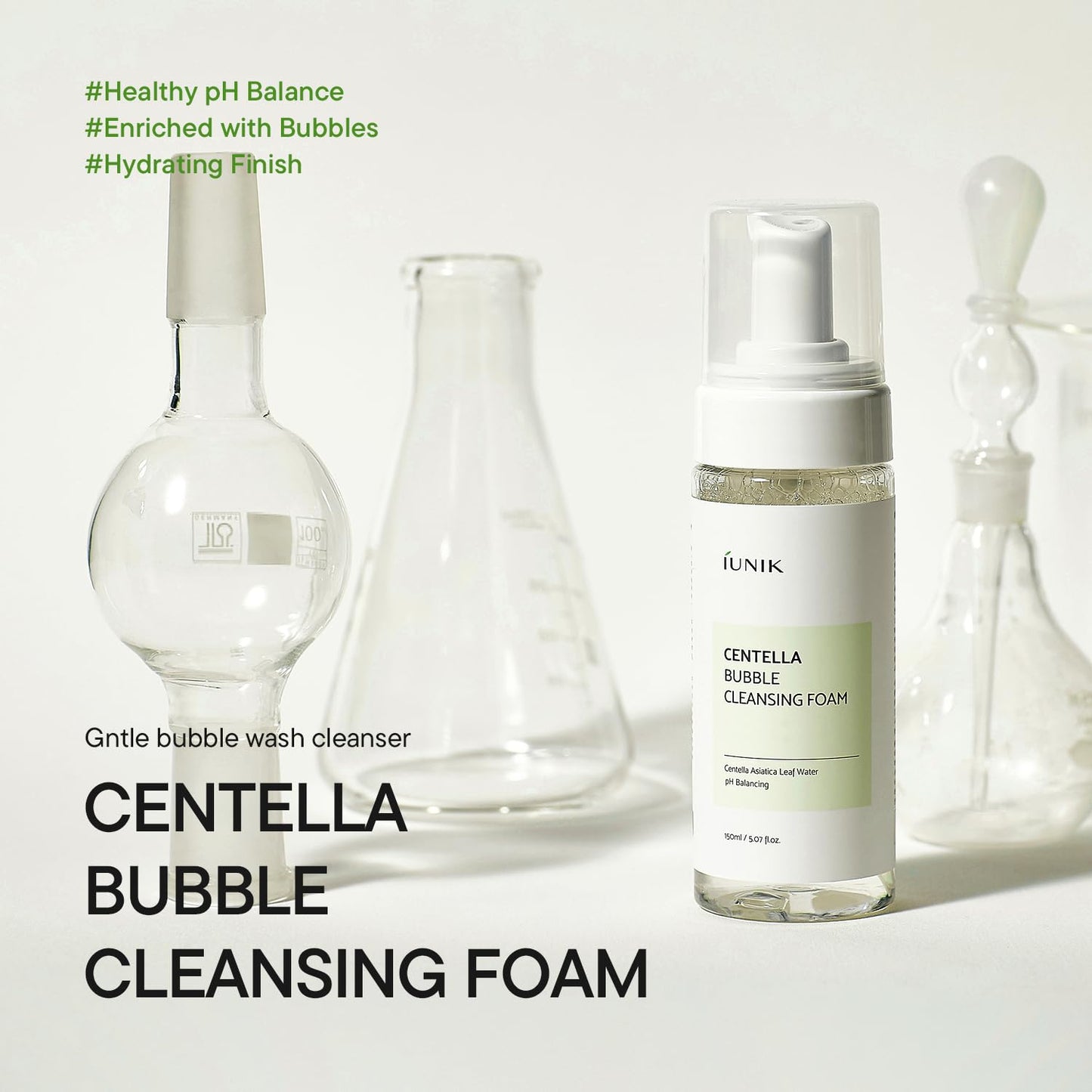 iUNIK Centella Espuma de limpieza de burbujas, 150 ml. oz. Con MAKEP:REM Safe me. Crema de hidratación para alivio de la humedad
