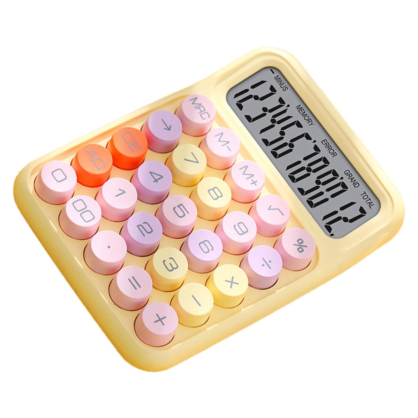 Calculadora Electrónica de Colores, Calculadora a Prueba de Salpicaduras, Conveniente para Uso Escolar y Doméstico (Amarillo)