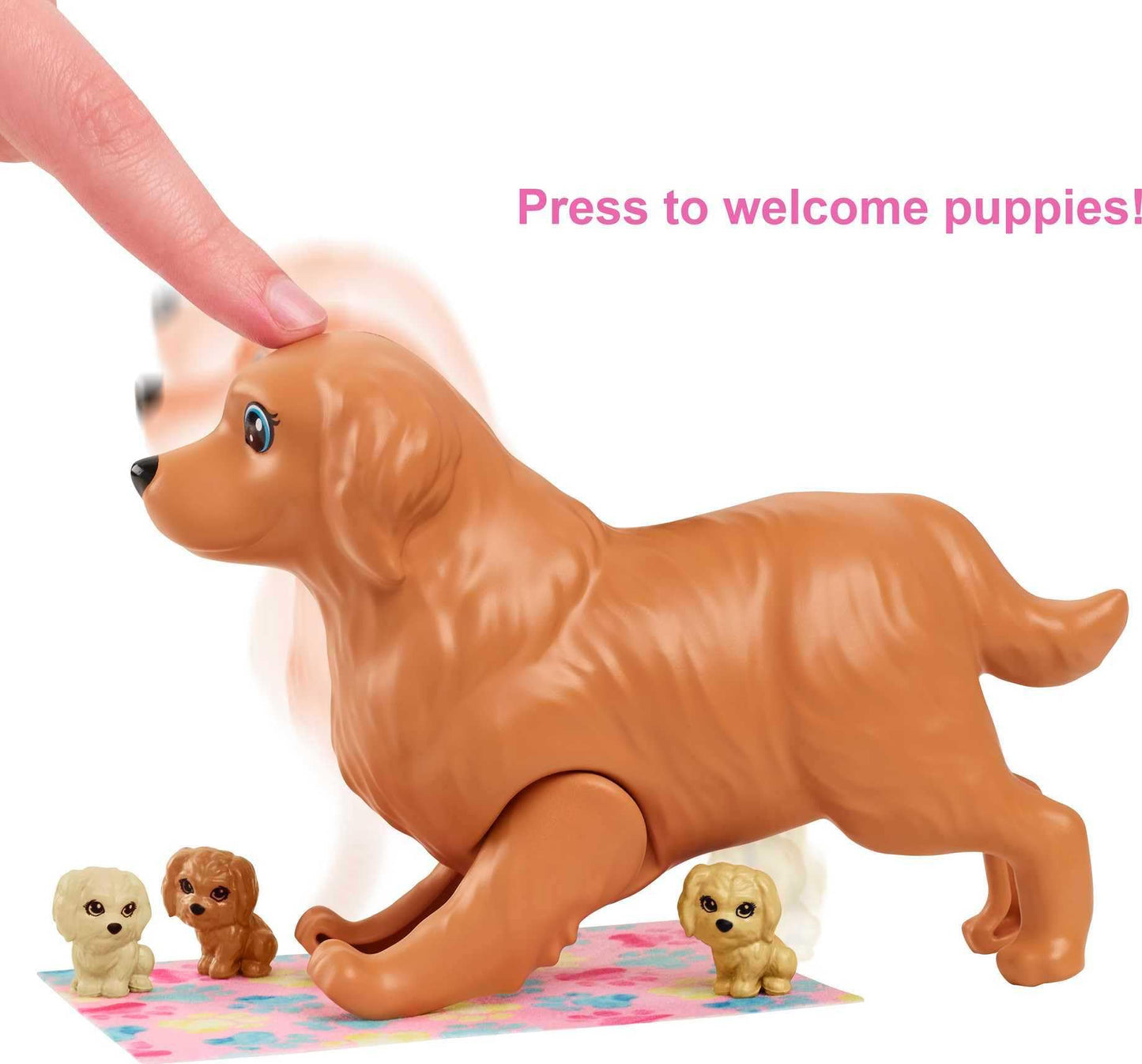 Barbie Sisters & Pets, Cachorros Recién Nacidos, Muñeca y Set de Juego con 1 perrita y 3 cachorritos, para niñas de 3 años en adelante