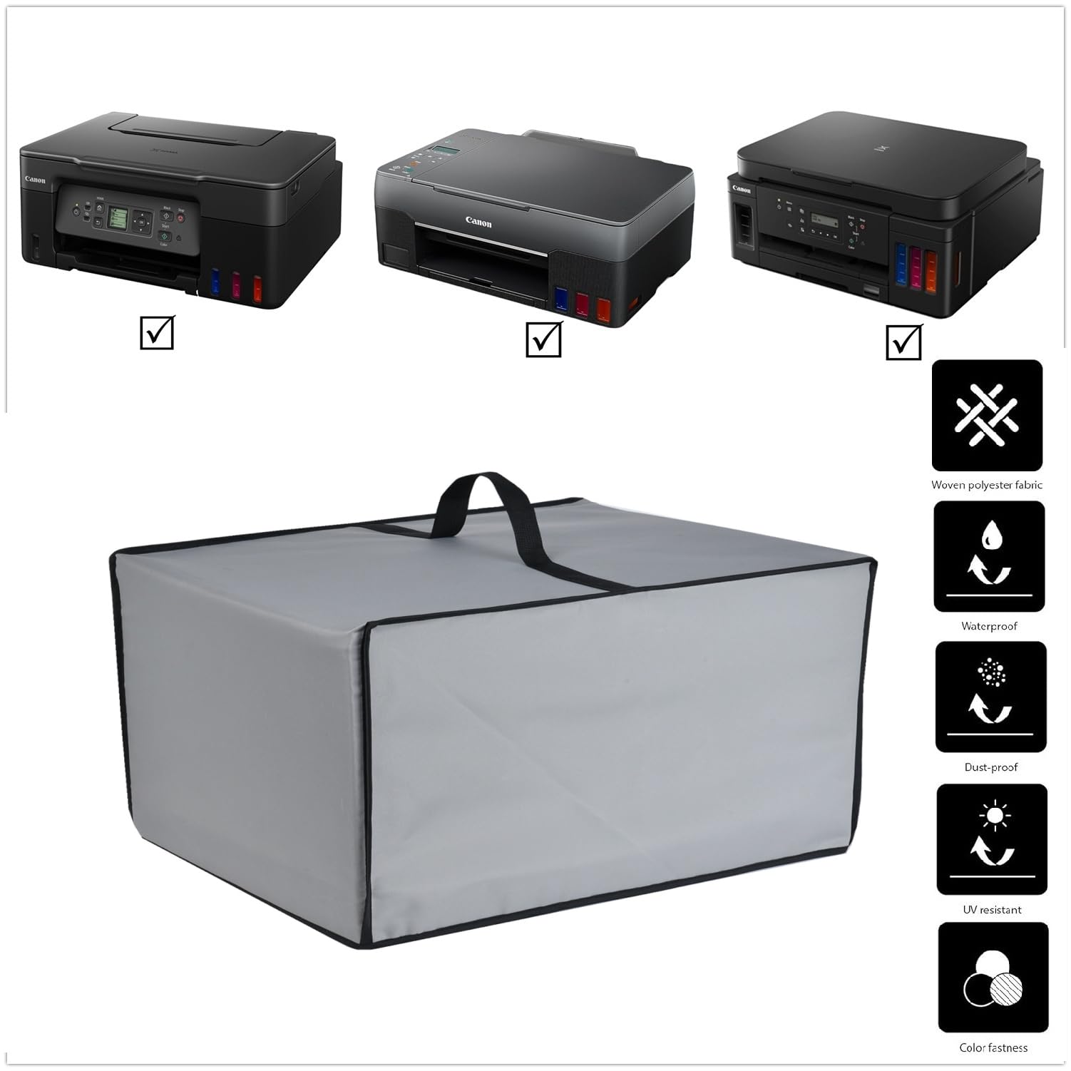 Carcasa de tela resistente de alta calidad, compatible con impresora de inyección de tinta inalámbrica Canon MegaTank G3270/G3260/PIXMA G6020 (gris plateado)