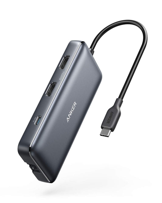 Hub USB-C Anker 553 Gris Dual 4K HDMI con Suministro de Energía para MacBook Pro y XPS