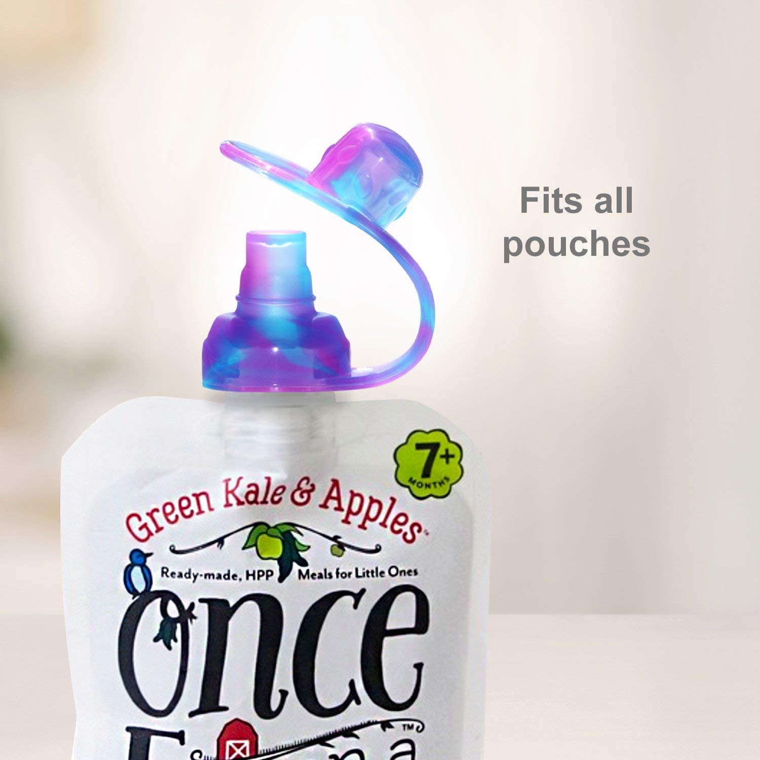 ChooMee - Bolsa de comida reutilizable para bebé, SnakPack | 4 CT, 5 oz | Incluye tapas de bolsa SoftSip 2CT, verde púrpura