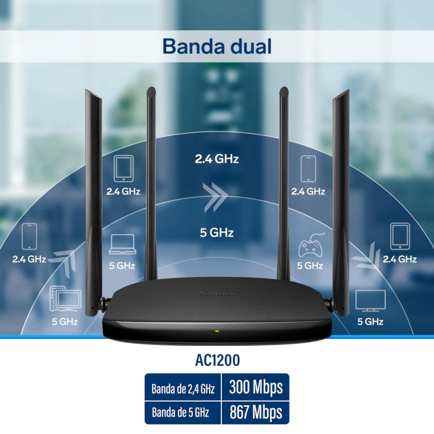 STEREN Repetidor/Router Wi-Fi, 2,4 GHz y 5 GHz (B/G/N/A/AC), hasta 30 m de Cobertura