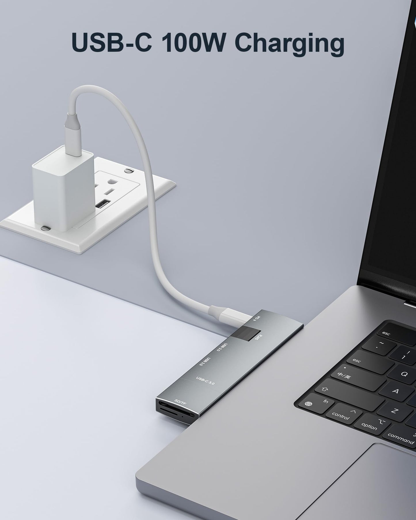 Hub USB C 7-en-2 para MacBook Thunderbolt 4 con HDMI 4K 60Hz Ethernet y Lector de Tarjetas MicroSD SD