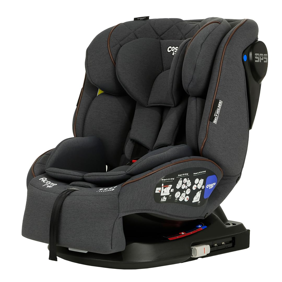Autoasiento Convertible Cosco Kids Active Fix Rotación 360 Negro para Bebés y Niños hasta 36 kg
