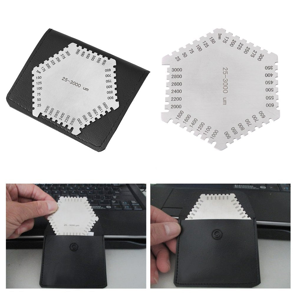 Medidor de Espesor de Película Húmeda de Acero Inoxidable Hexagonal Alta Precisión 25-3000um