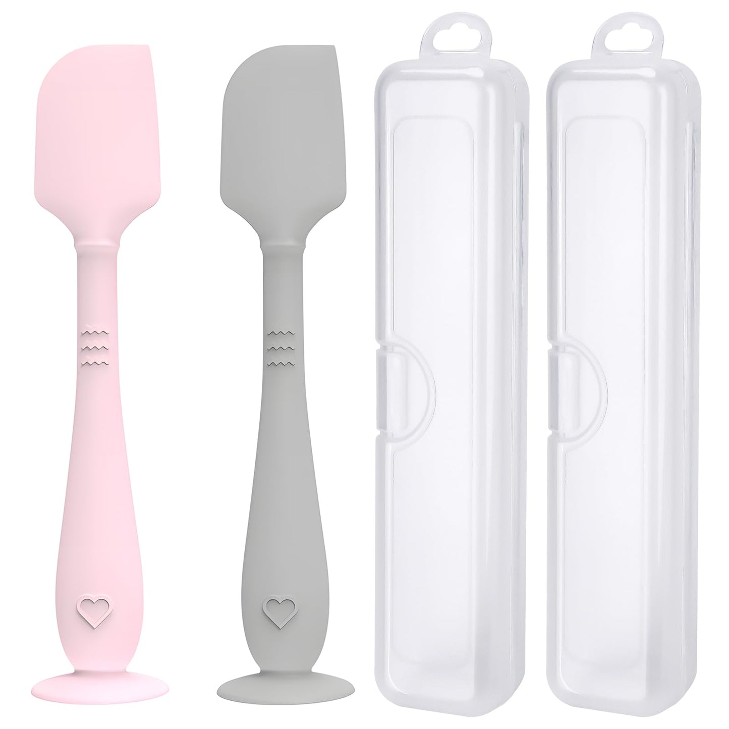 YENLNI Espátulas para crema de pañal (paquete de 2) con estuche de viaje higiénico, espátula para el trasero de bebé con base de succión, aplicador de crema para la dermatitis del pañal de silicona su