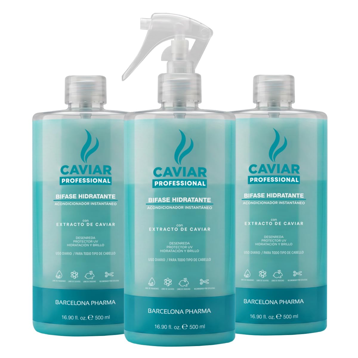 Caviar Professional | Trio Bifase Acondicionador instantáneo para cabello | Hidrata y desenreda | Sin sulfatos y parabenos | Extracto de caviar