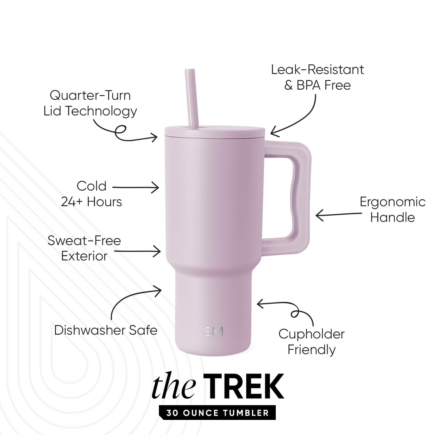 Vaso Térmico Simple Modern Lavender Mist con Asa y Pajita
