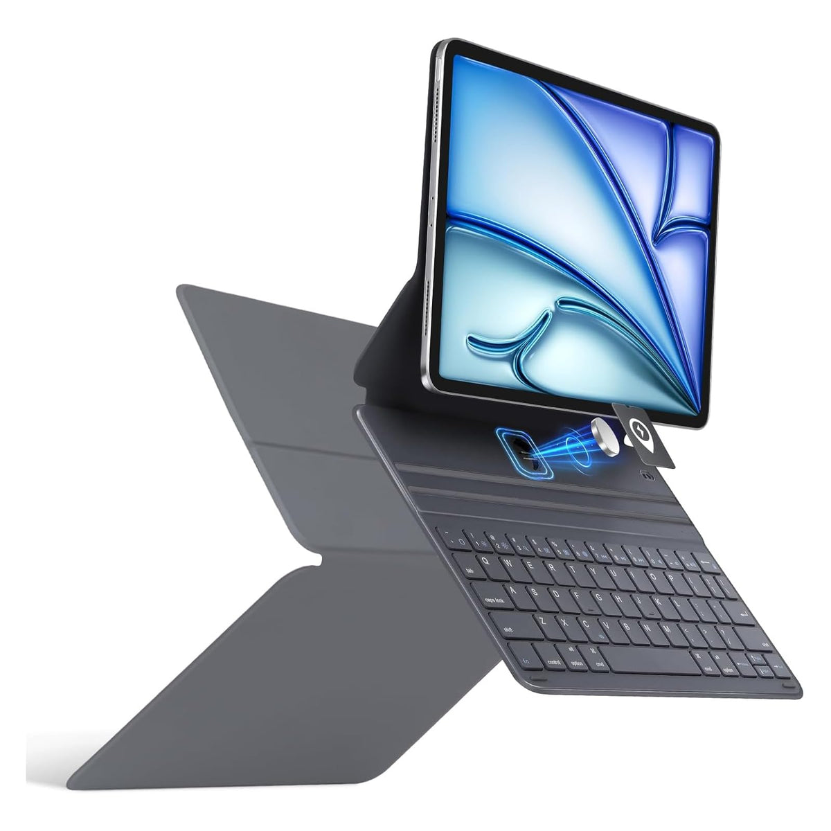Funda Magnética con Teclado zienstar Gris para iPad 10.ª y 11.ª con Larga Duración de Pila