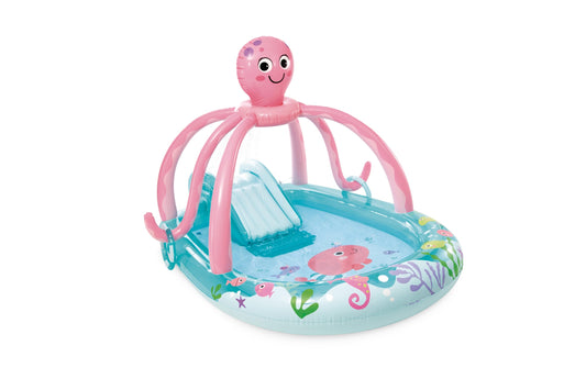 Intex - Piscina Inflable para niños con Pulpo: Piscina Inflable para niños con rociador de Agua y tobogán, Almohadilla para Salpicaduras, 92 x 72 x 59 Pulgadas, a Partir de 3 años