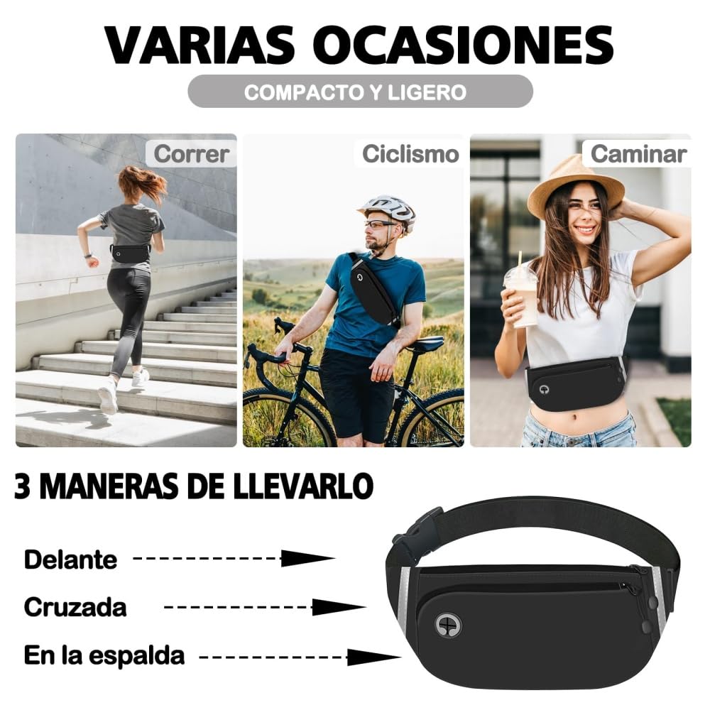 EDECOR Cangurera Deportiva, Bolsa Deportiva con Cinturón de Hombres y Mujeres, Reflectante Bolsa de Cintura para Correr, para Correr Ciclismo Gimnasio