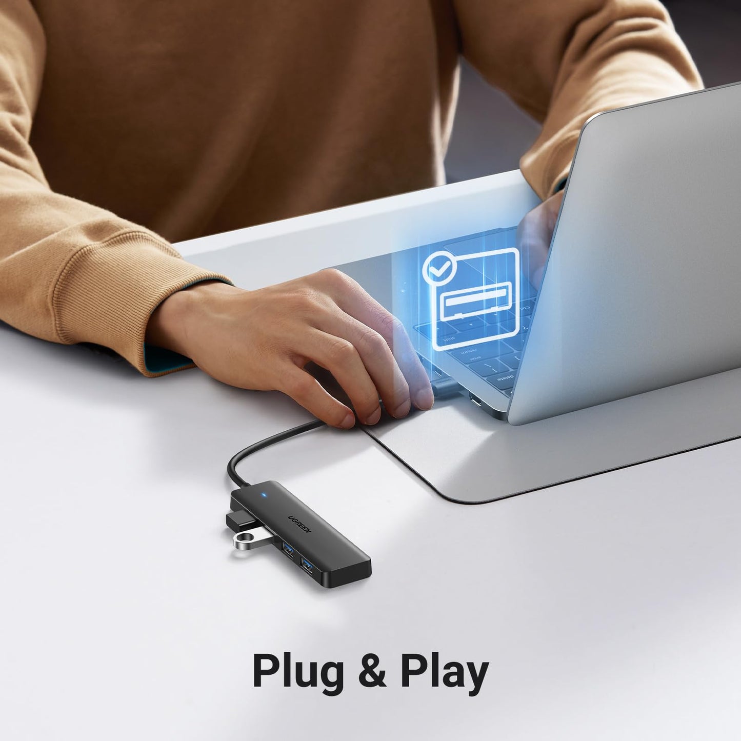 Hub USB 3.0 UGREEN Negro 4 Puertos 5Gbps 15CM