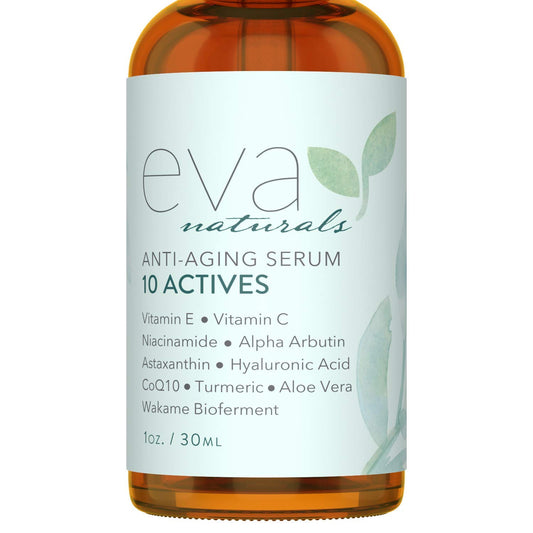 Eva Naturals 10 Actives Skin Serum (1oz) - Fine Line, Dark Spot Remover for Face - Achieve a Brighter, Lighter Complexion - With Niacinamide, Hyaluronic Acid, Vitamin C and Vitamin E - Premium Quality