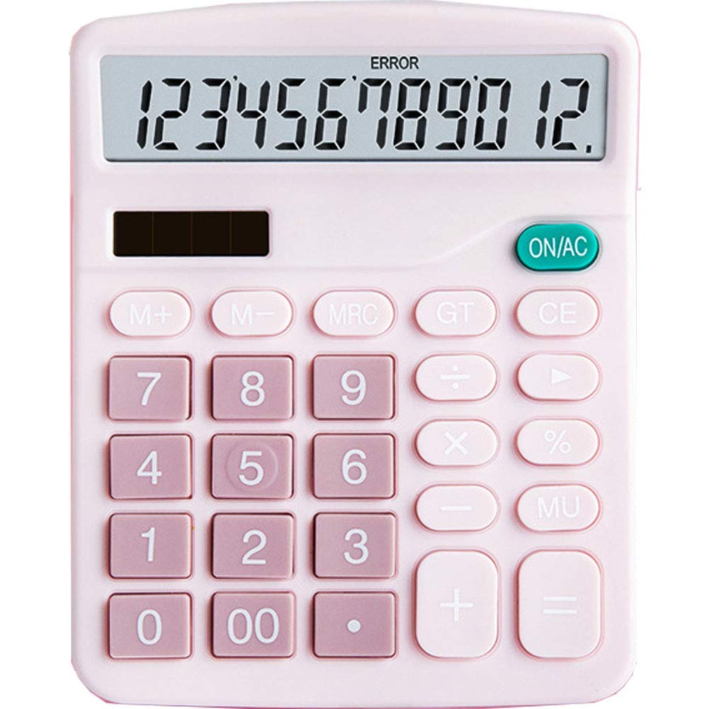 Calculadora de Escritorio YOUHO Rosa con Pantalla LCD y Doble Alimentación