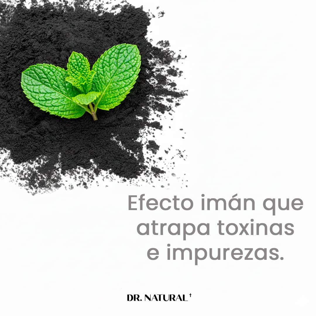 Dr. Natural Jabón Liquido Facial y para Cuerpo con Carbón Activado | Exfoliante Corporal y Facial | Natural, Vegano y Orgánico | Hecho de Plantas Con Aceite de Oliva y Coco, Manteca de Karité y Romero (473 ml, Menta)
