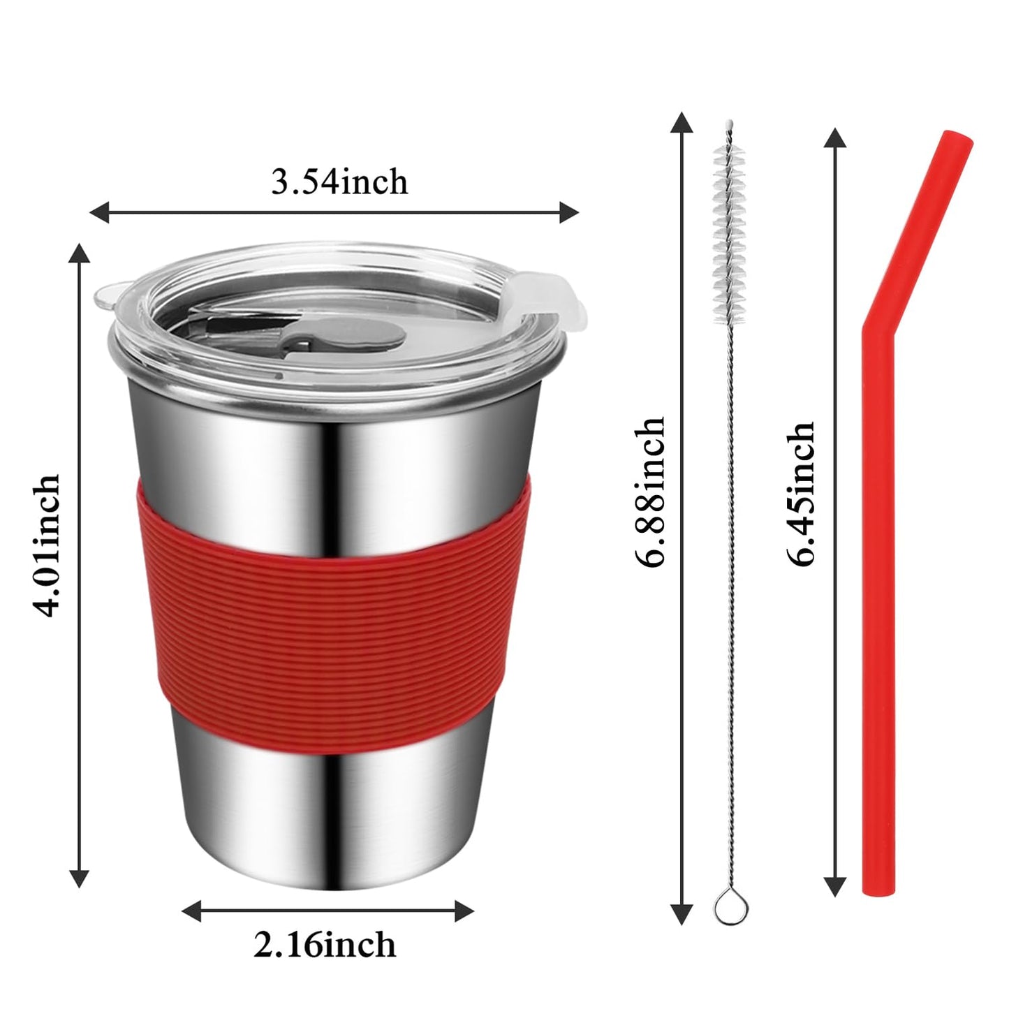 Rommeka - Copas para niños pequeños con pajitas, 18/8 de acero inoxidable, 5 unidades de 350 ml, apilables y reutilizables