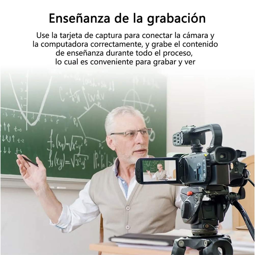 CARYWON Capturadora de Video HDMI, 4K HDMI a USB 3.0 Convertidor Video, Tarjeta de Captura de Video 1080P @ 60Hz con Entrada de Micrófono de 3.5 mm para Windows/Linux/OBS Grabación de Enseñanza