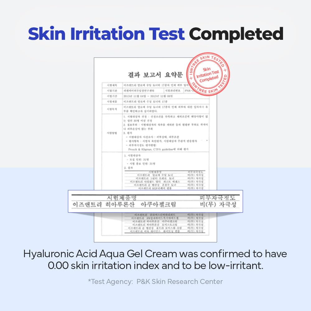 ISNTREE Hyaluronic Acid Aqua Gel Cream 100 ml, Crema Gel Hidratante Facial de Ácido Hialurónico